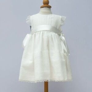 Elegant White Dress with Satin Bow - FLOWER GIRL